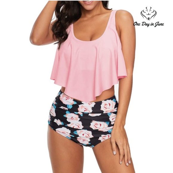 American Trends Other - High Waist Ruffled Top Tankini